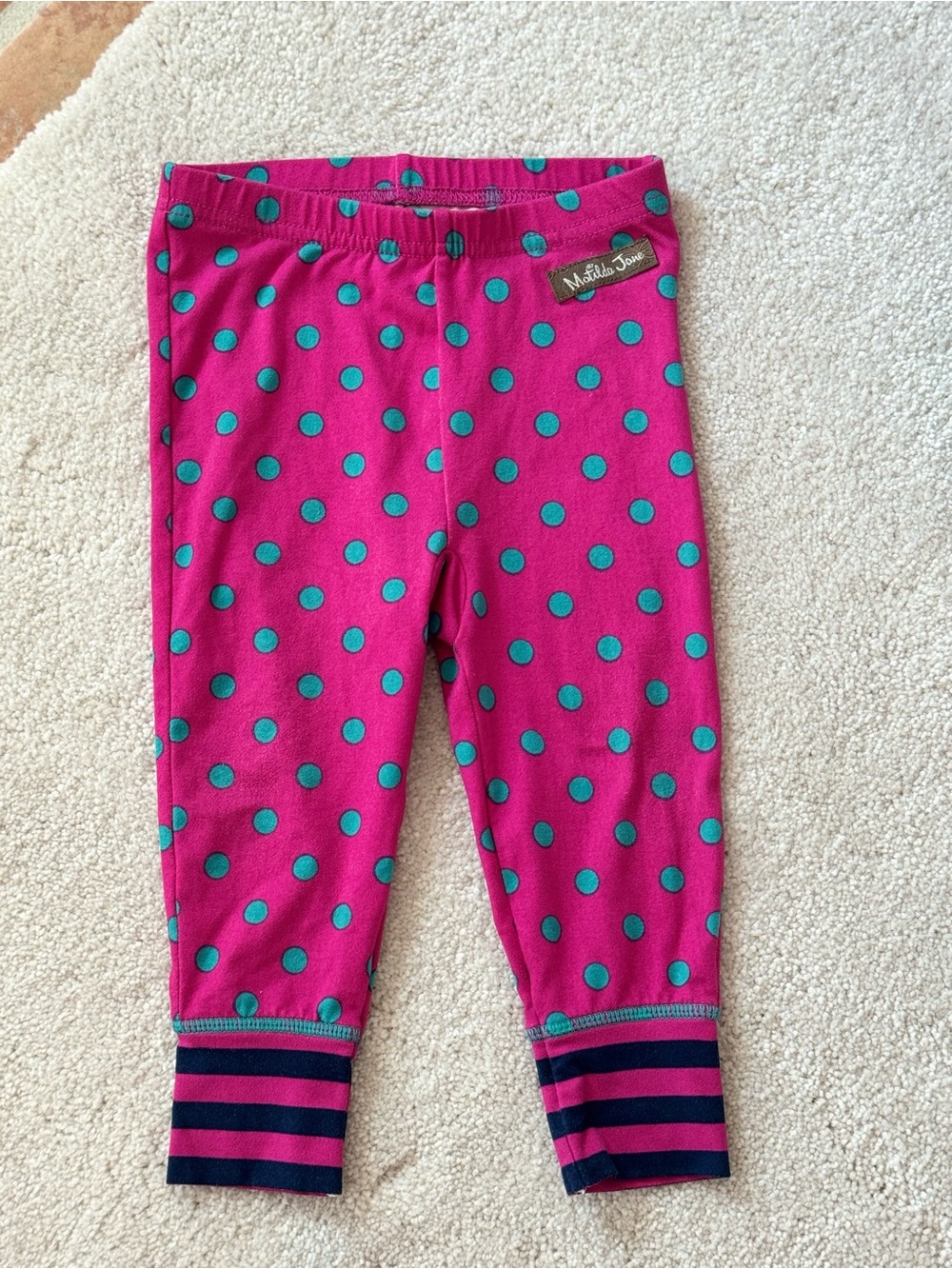Matilda Jane Fuchsia Pink Leggings with Teal Polka Dots